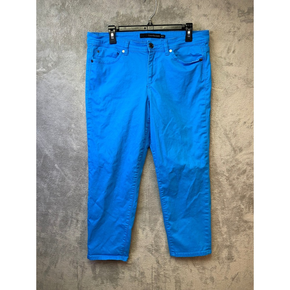 Calvin Klein Jeans Womens Size 32/14 Electric Blue Cropped Ankle Pants‎ Slim Fit